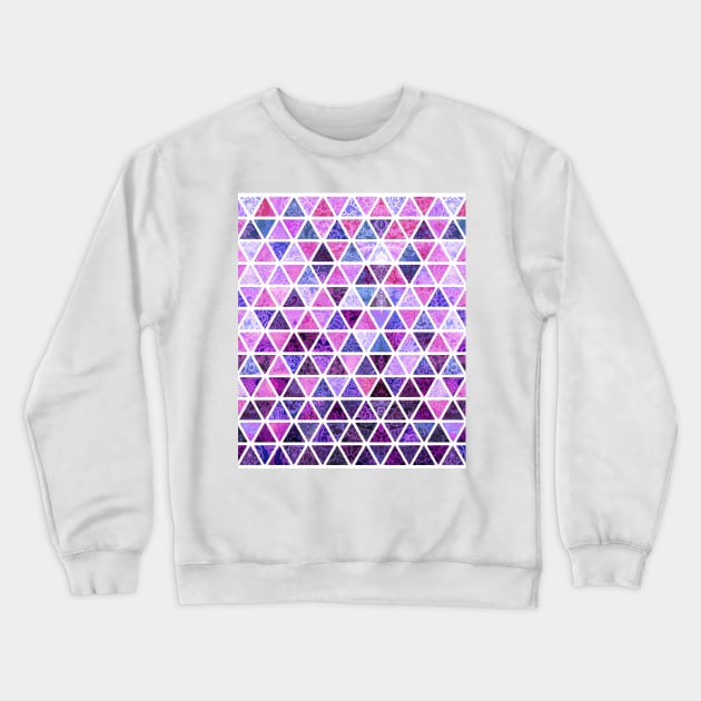 Berry Purples - Triangle Patchwork Pattern Crewneck Sweatshirt by micklyn